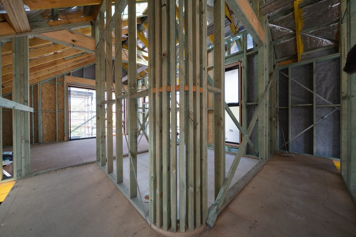 Timber framing going up on a Perrem build site, NSW South Coast